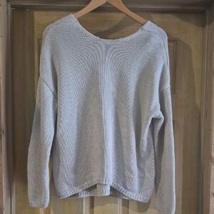 Tahari Beige Crew Neck Sweater with Ribbed Knit